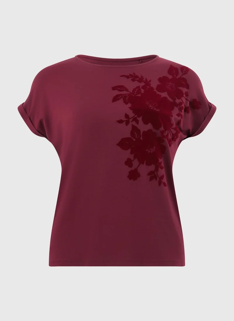 Matalan Burgundy Lace Flower T-Shirt